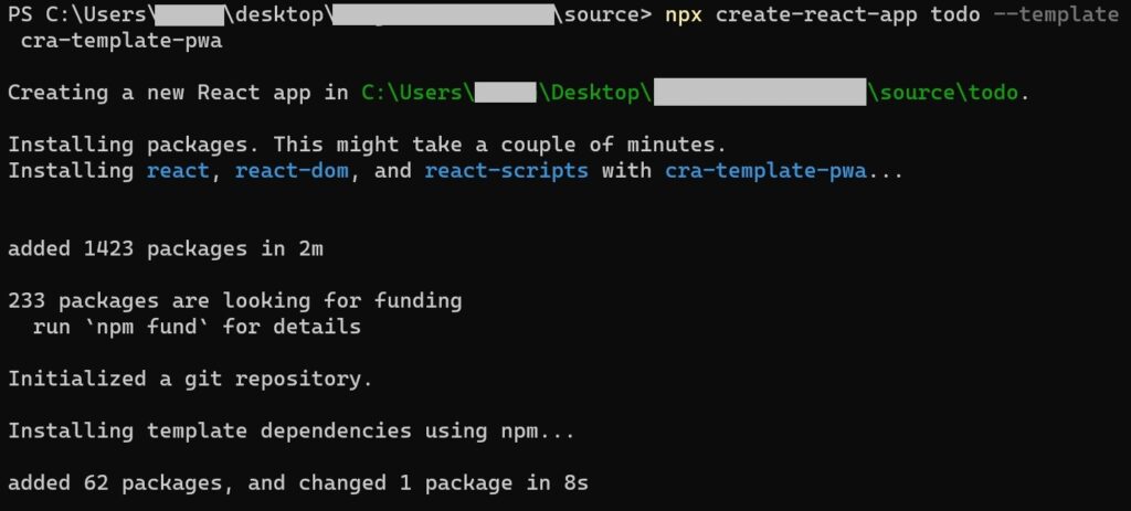 npx create-react-appコマンドでReactのプロジェクトを作る
